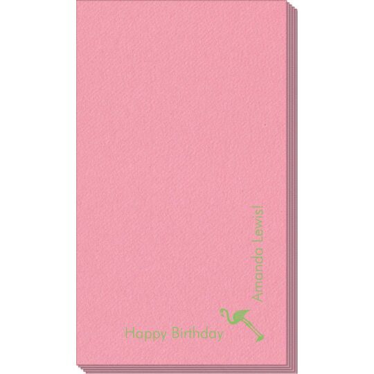 Corner Text with Flamingo Design Linen Like Guest Towels
